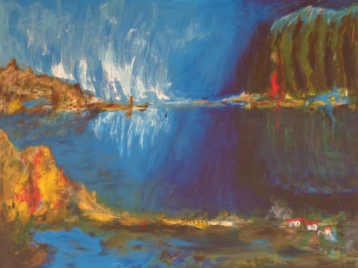 Acrylbild "Blaue Bucht"