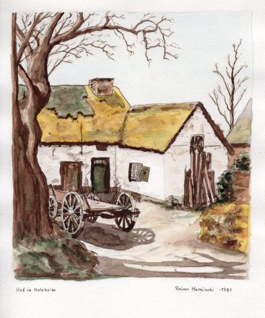 Aquarell "Hof in Holzheim"